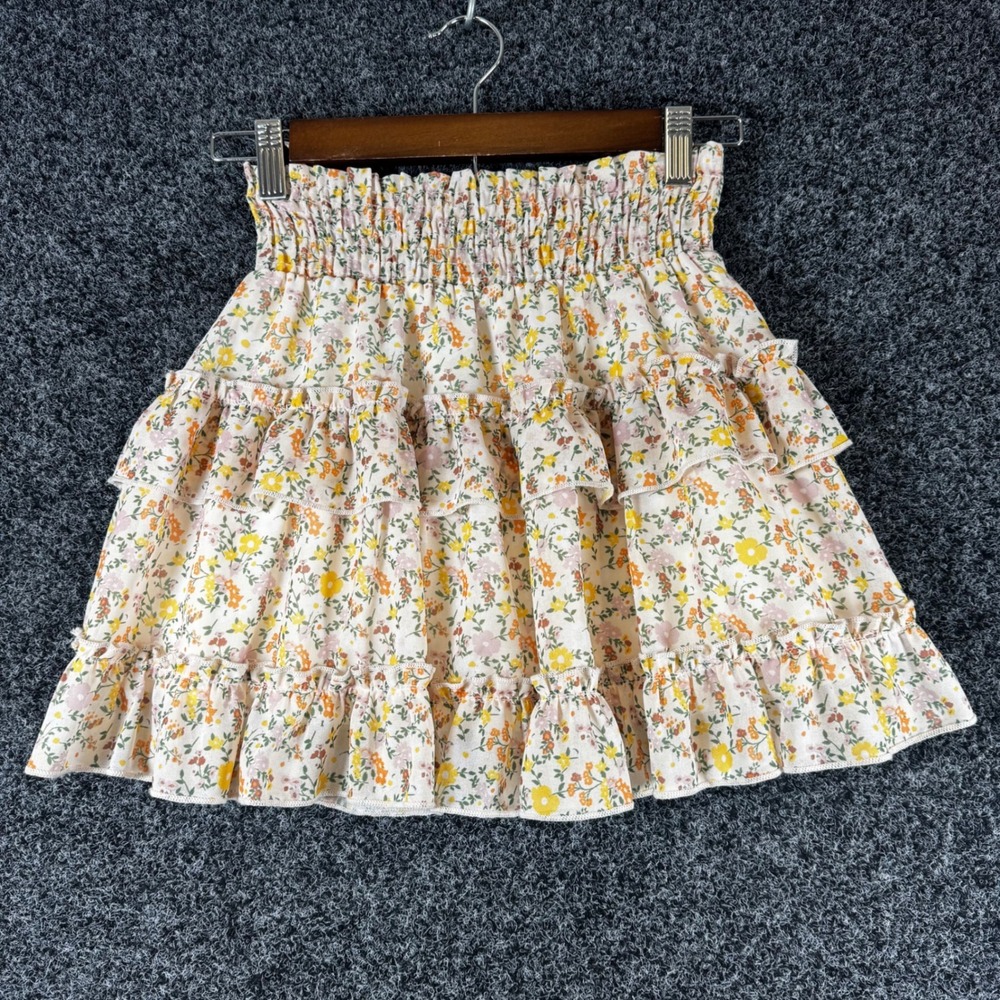 Altar'd State Floral Smocked Tiered Ruffle Mini Skirt‎ Multi Color XS Boho Boho